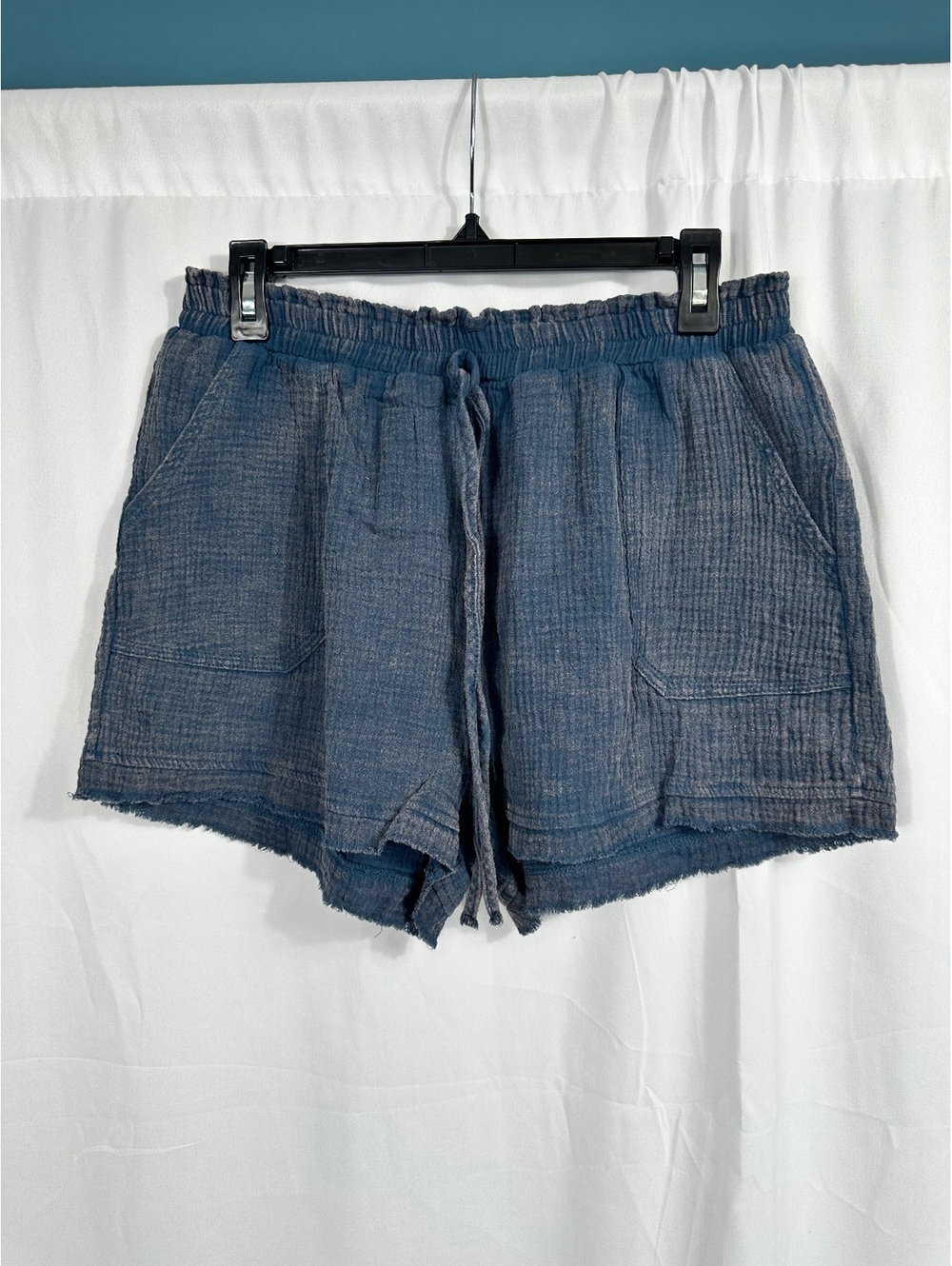 Umgee USA Women's Blue Textured Lounge Shorts Size Large